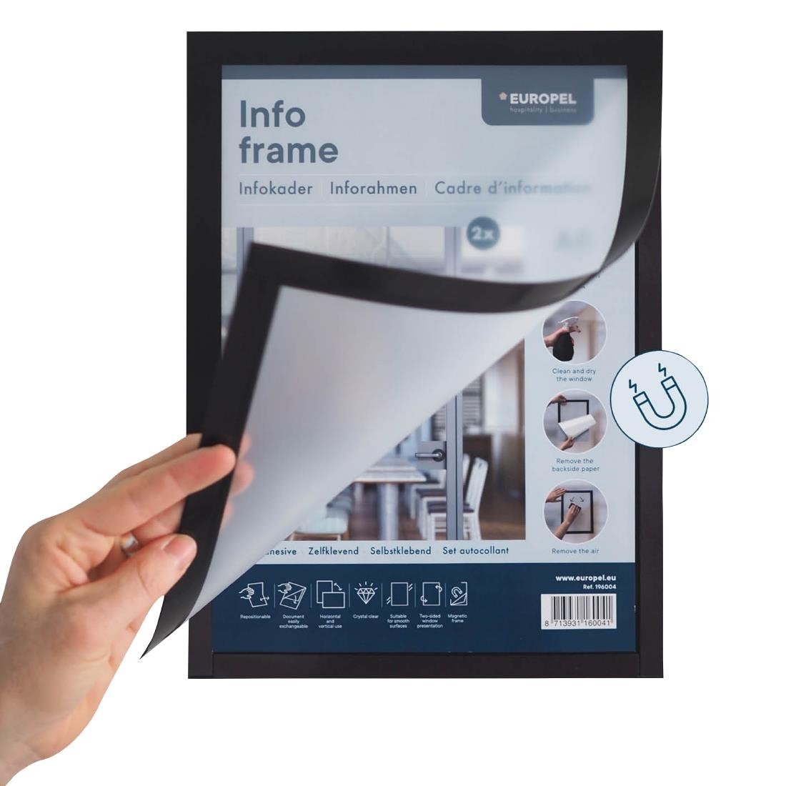 Europel Infokader / Zelfklevende Set Van 2 Stuks A4 Zwart