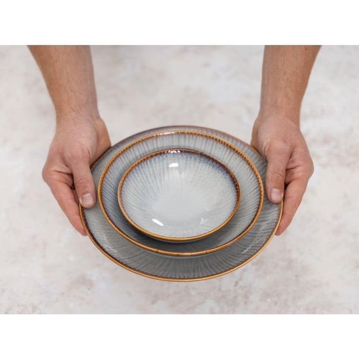 Olympia Drift Grey Coupe Low Bowls Met Reliëf, 260 mm (Pak Van 4)