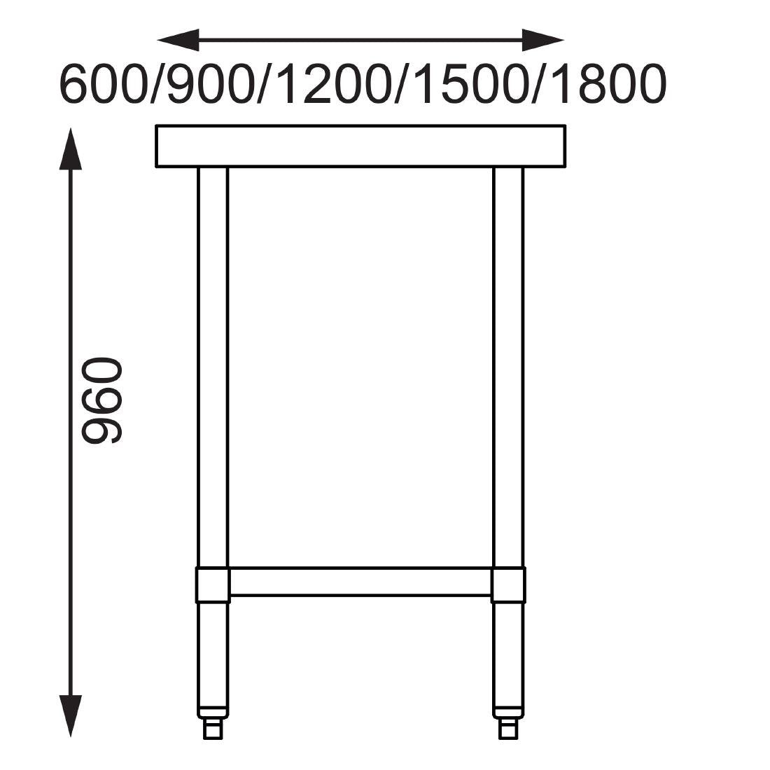 Vogue RVS werktafel zonder achteropstand 90x150x70cm