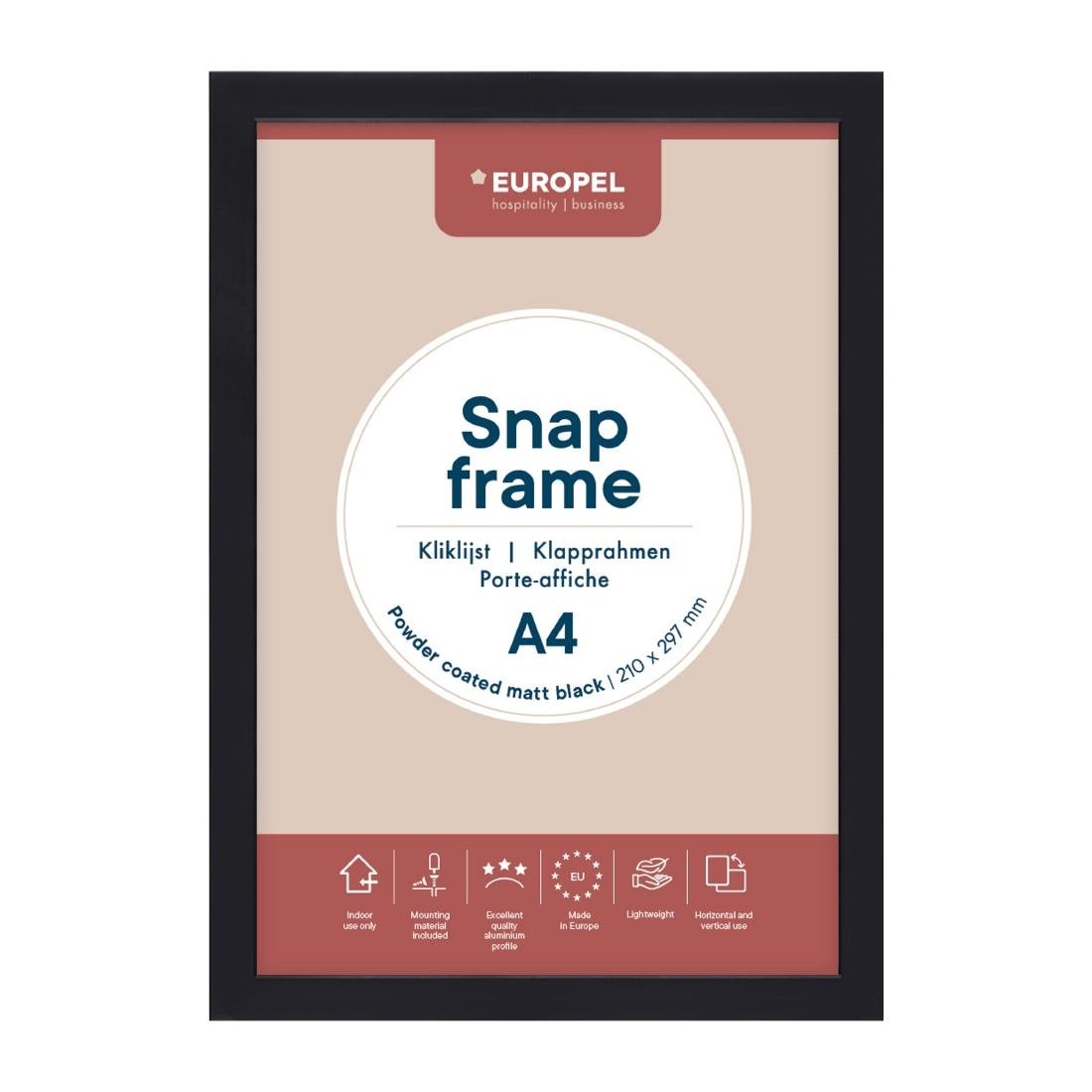 Europel Klapframe A4 25mm Mat Zwart