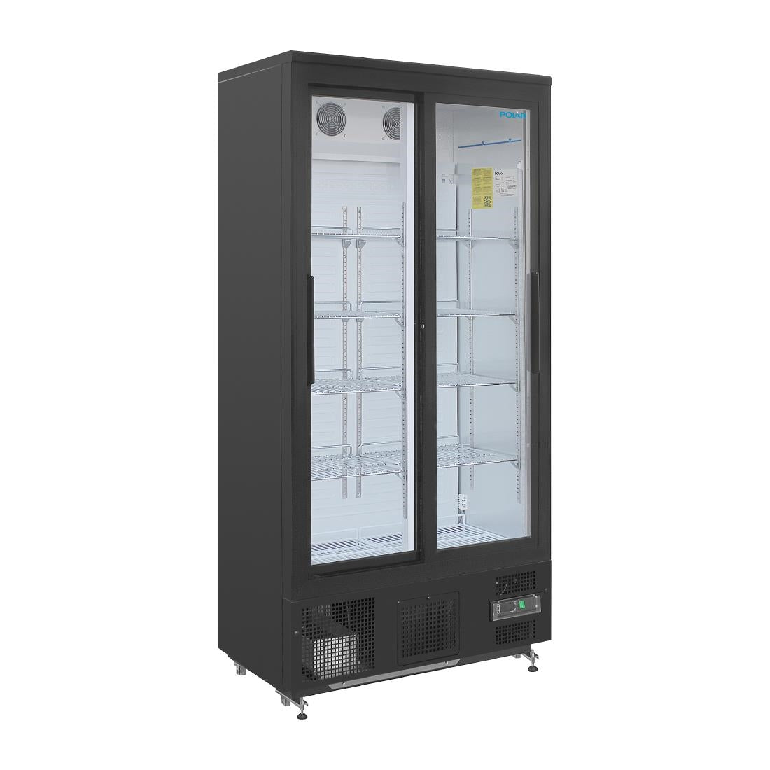 Polar G-serie staande barkoeling/display koeling met schuifdeuren 490L zwart