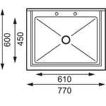 Vogue diepe RVS spoelbak 77x60cm