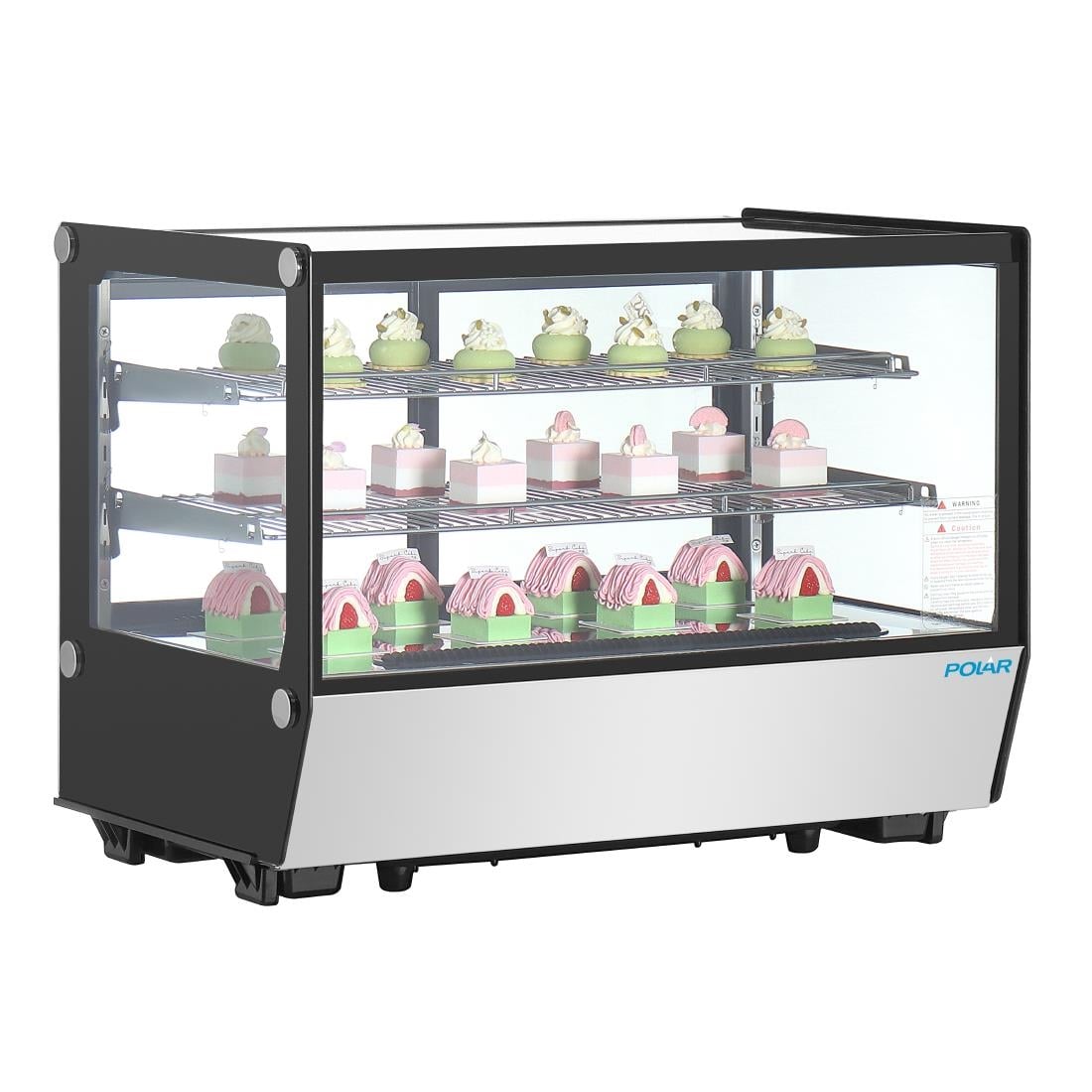 Polar G-Series aanrecht model Display Koelkast Zwarte Vierkante Glas 160Ltr