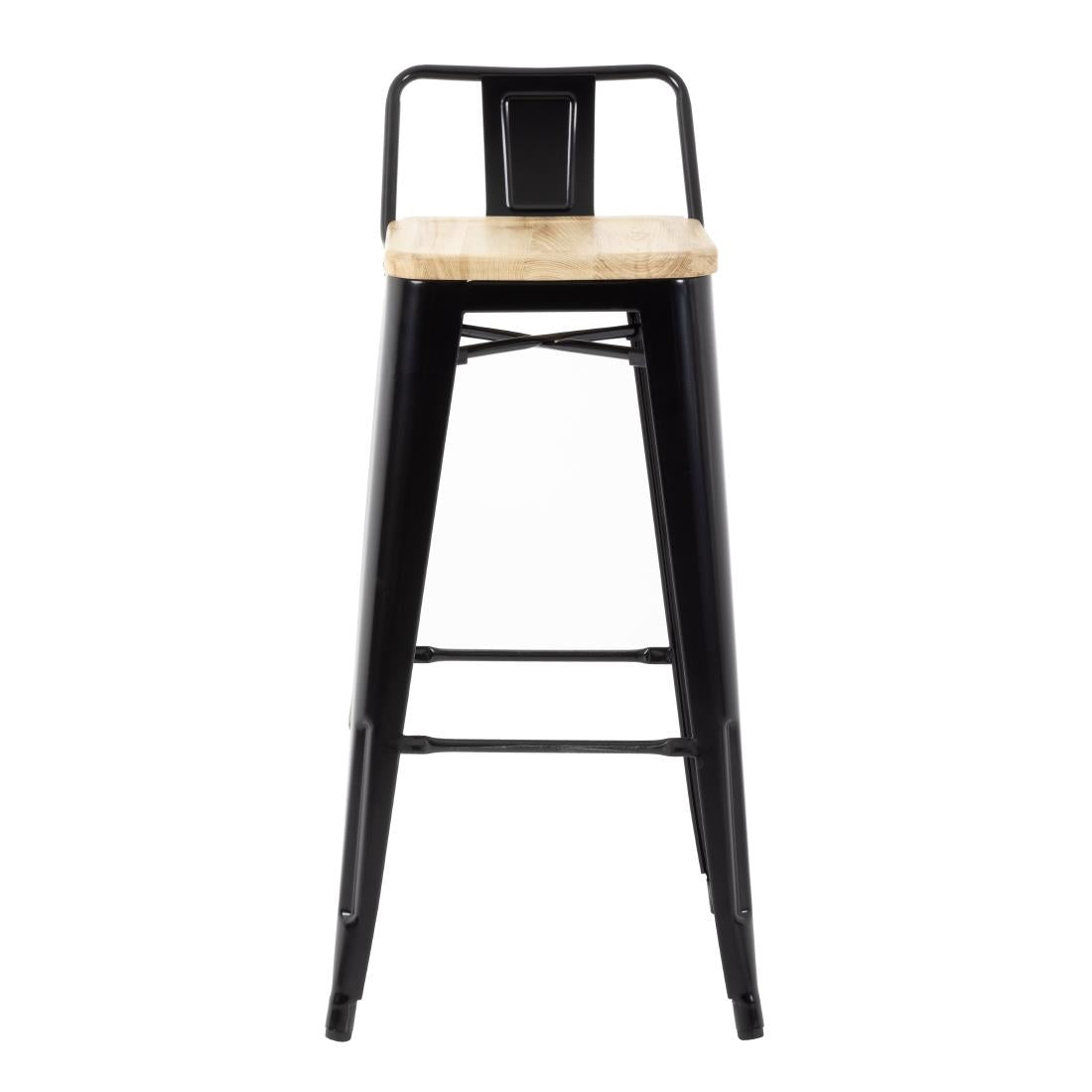 Bolero Bistro hoge barstoel met houten zitting zwart (4 stuks)