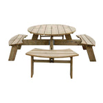 Rowlinson ronde houten picknicktafel 200(Ø)cm
