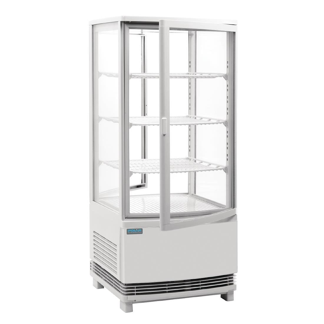 Polar C-serie koelvitrine met gebogen deuren 86L wit