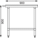 Vogue RVS snijtafel met HDPE snijplank 90cm