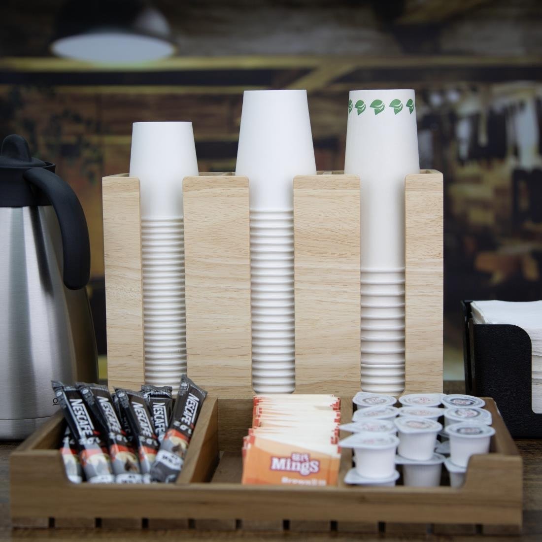 Olympia Cup Organiser Hevea Hout 340x120x240mm