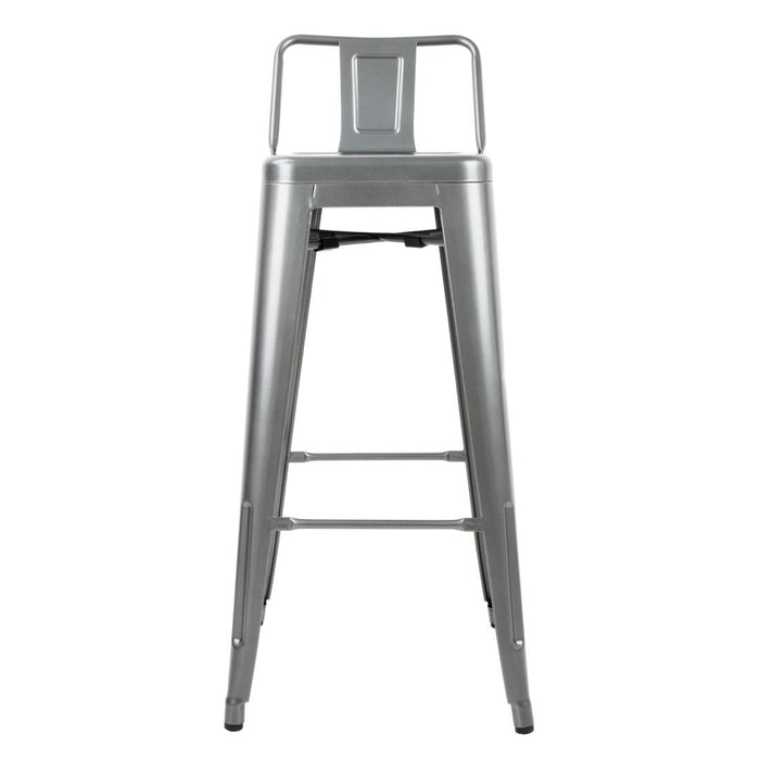 Bolero Bistro stalen barkruk met rugleuning grijs (4 stuks)
