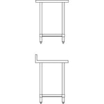 Vogue RVS werktafel met achteropstand 90x60x60cm