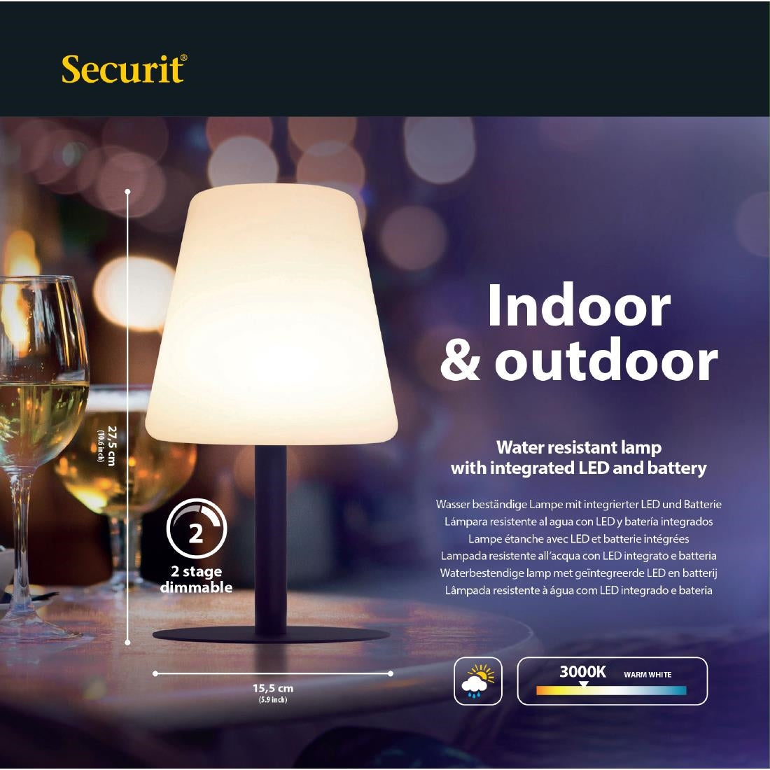 Securit Zwarte Tafellamp Michelle Incl 3 Bevestigbare Krijtbordlabels