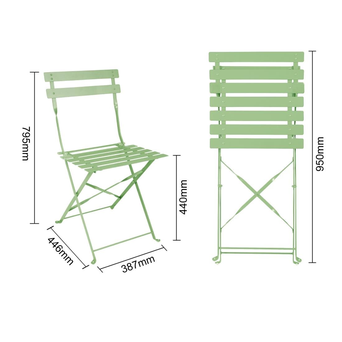 Bolero stalen klapstoelen lichtgroen (2 stuks)