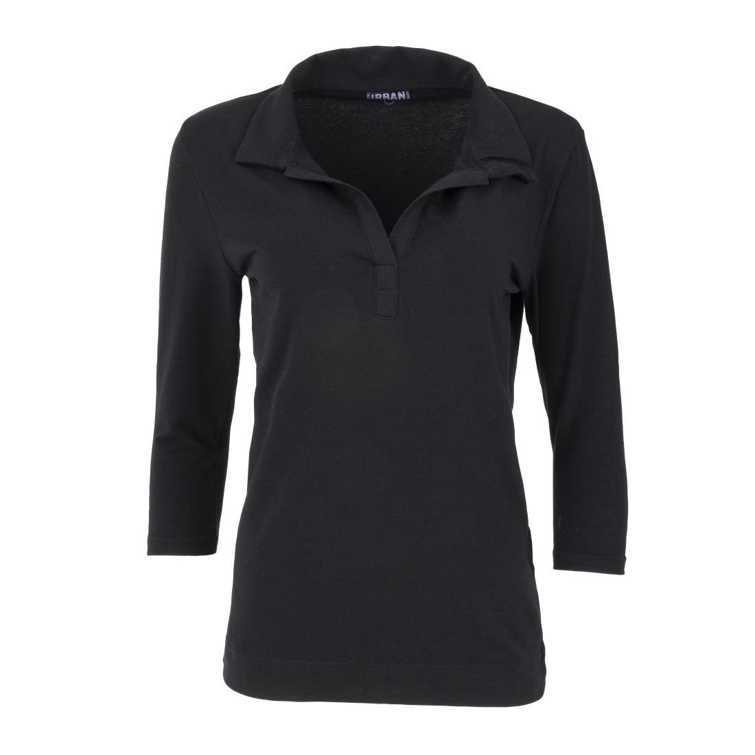 Uniform Works dames T-shirt met V-hals zwart S