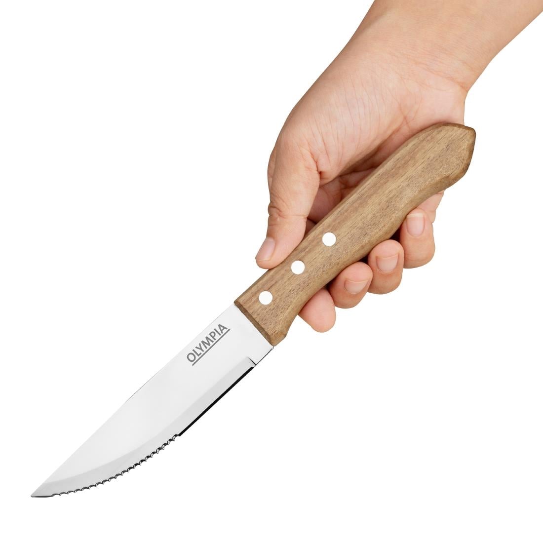 Olympia Jumbo steakmes met houten heft 25cm