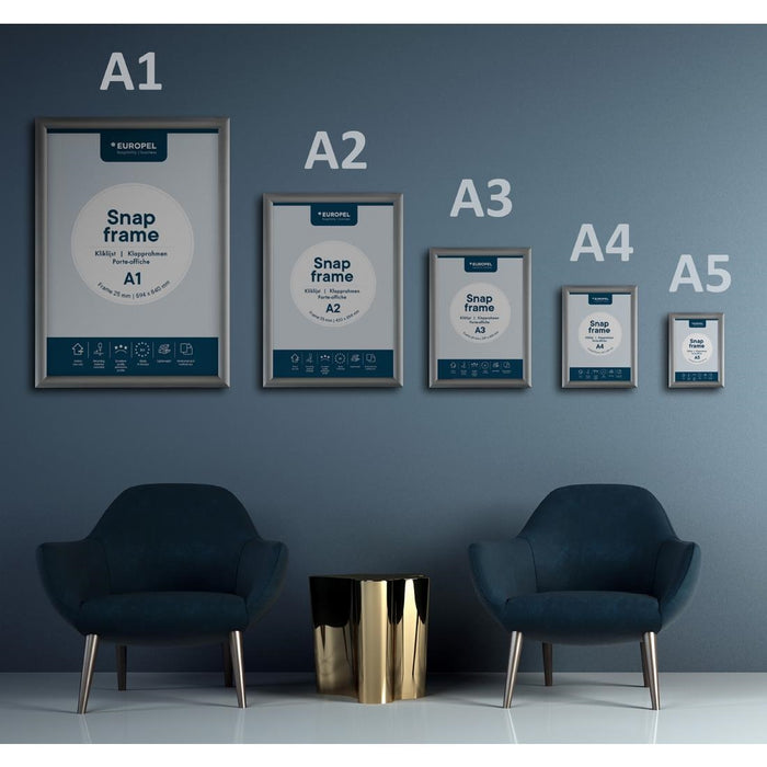 Europel Snap Frame A1 25mm Zilver