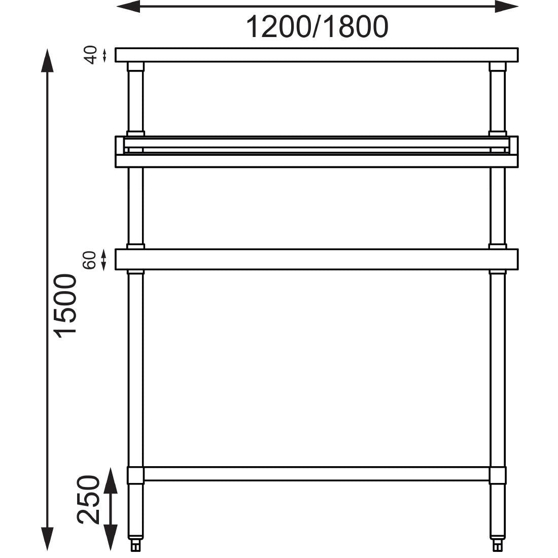 Vogue RVS werktafel met wandplanken