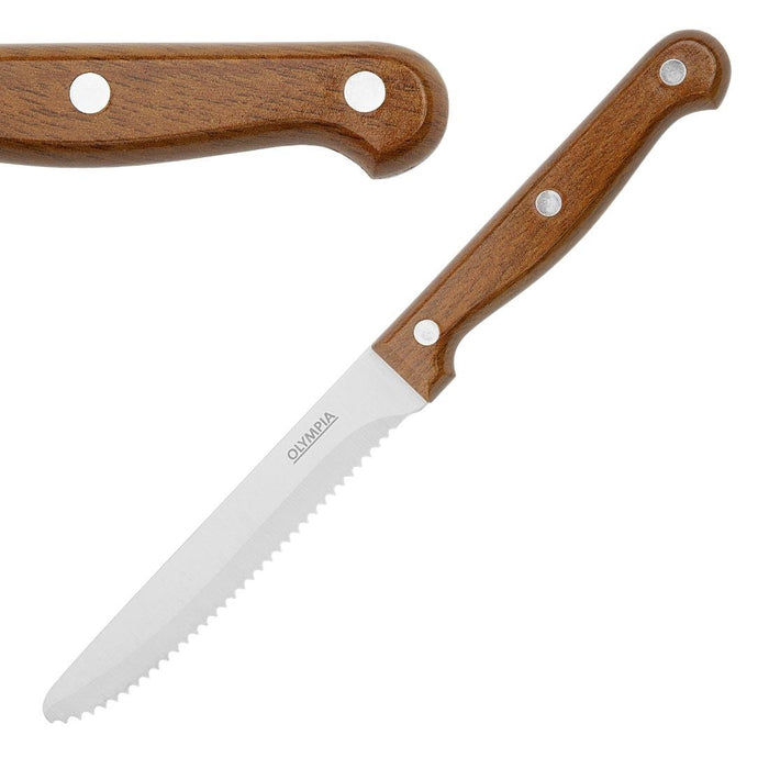 Olympia afgeronde steakmessen met PP houtlook handvatten (12 stuks)