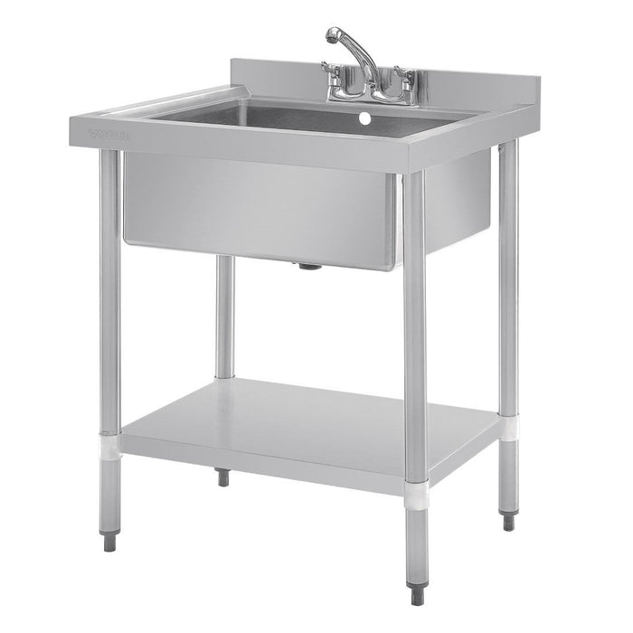 Vogue RVS spoeltafel enkele spoelbak met onderblad 75x60cm