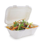 Vegware composteerbare bagasse voedseldozen met scharnierdeksel 22,8cm (200 stuks)