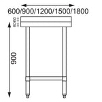 Vogue RVS werktafel met achteropstand 90x90x70cm