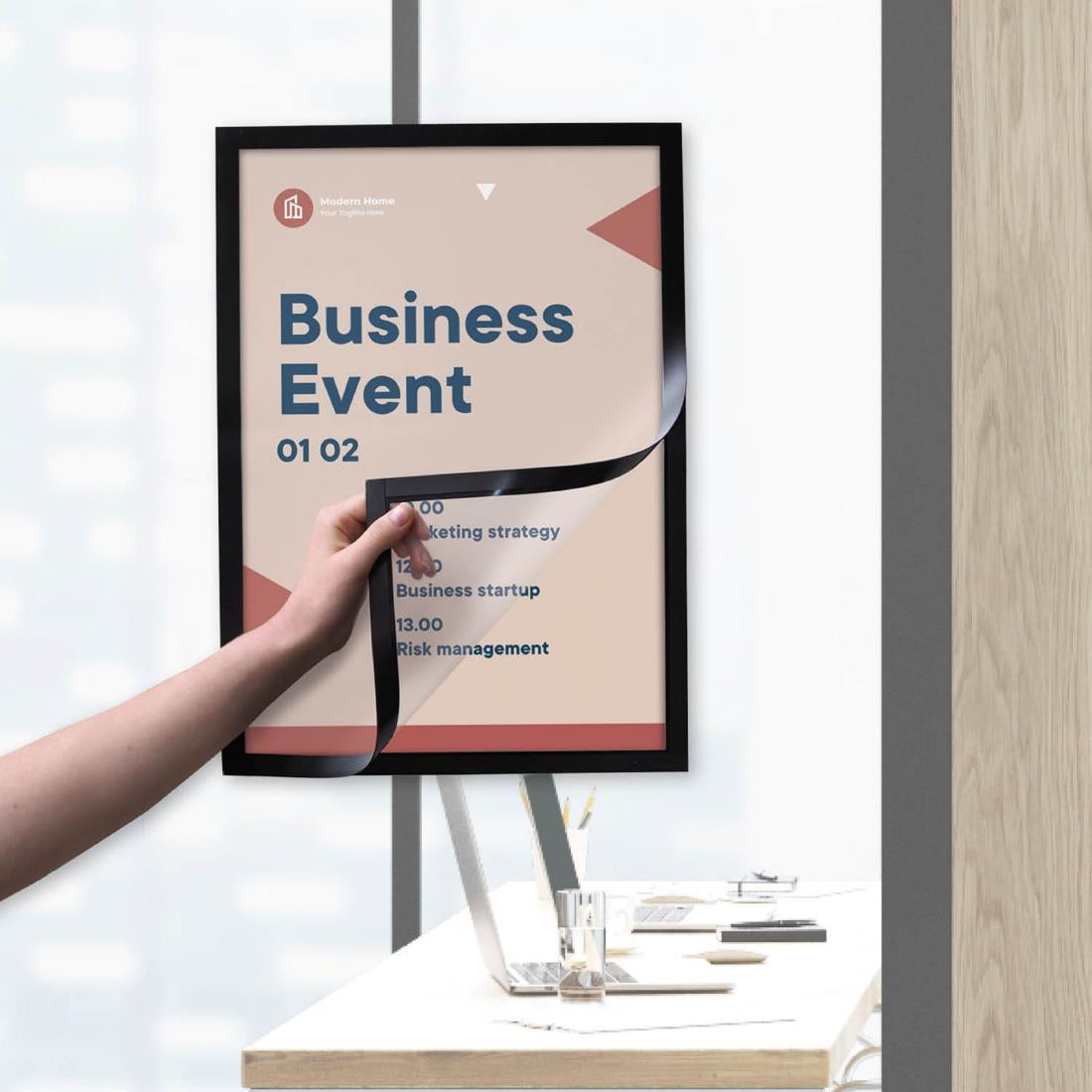 Europel Info Kader / Zelfklevende Set 2 Stuks A3 Zwart