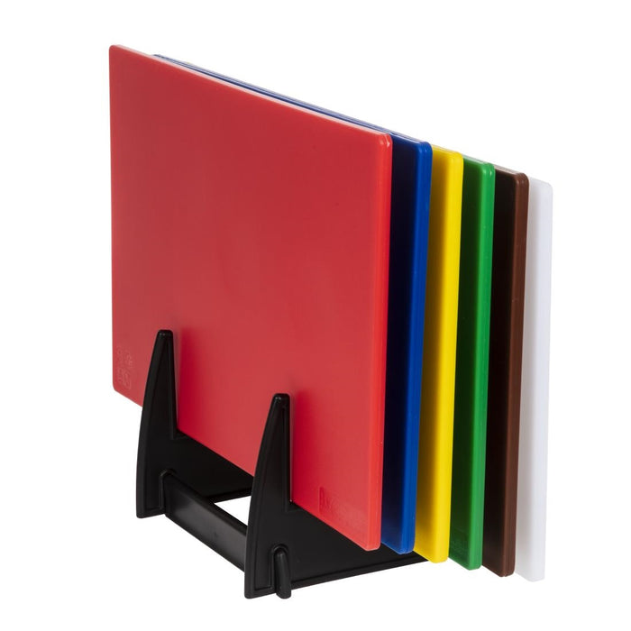 Hygiplas LDPE snijplanken set met rek 450x300x10mm (Set van 6)