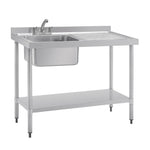 Vogue RVS spoeltafel enkele spoelbak afdruiprek rechts 120x60cm