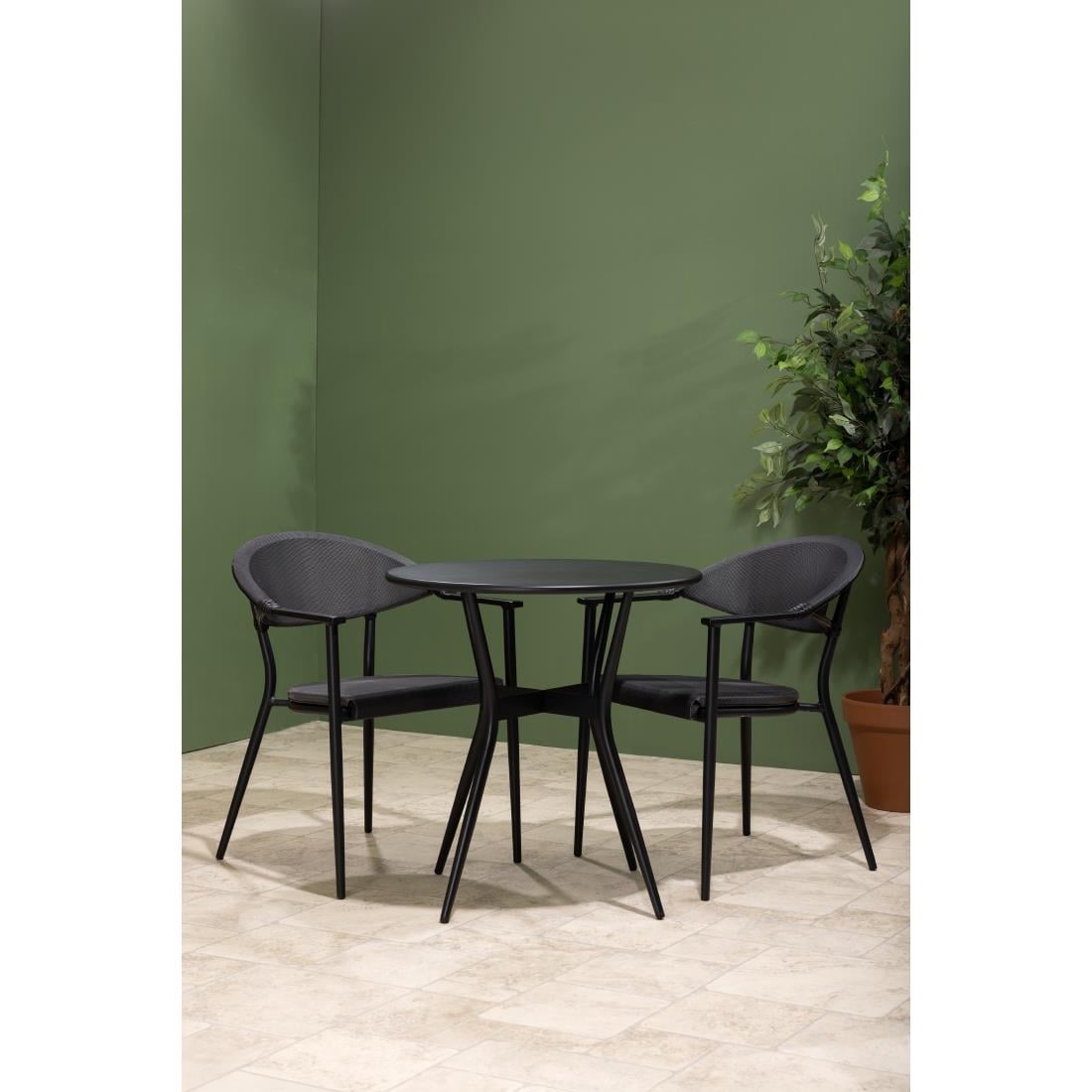 Bolero Santiago outdoor armstoelen zwart (4 stuks)