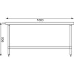 Vogue roestvrijstalen middentafel 1800mm