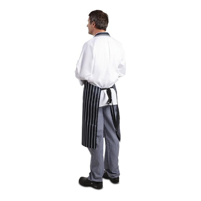 Whites halterschort blauw-wit gestreept extra lang