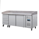 Polar U-Serie Dubbele Deur Pizzacounter met Granieten Blad en Deegladen 290Ltr
