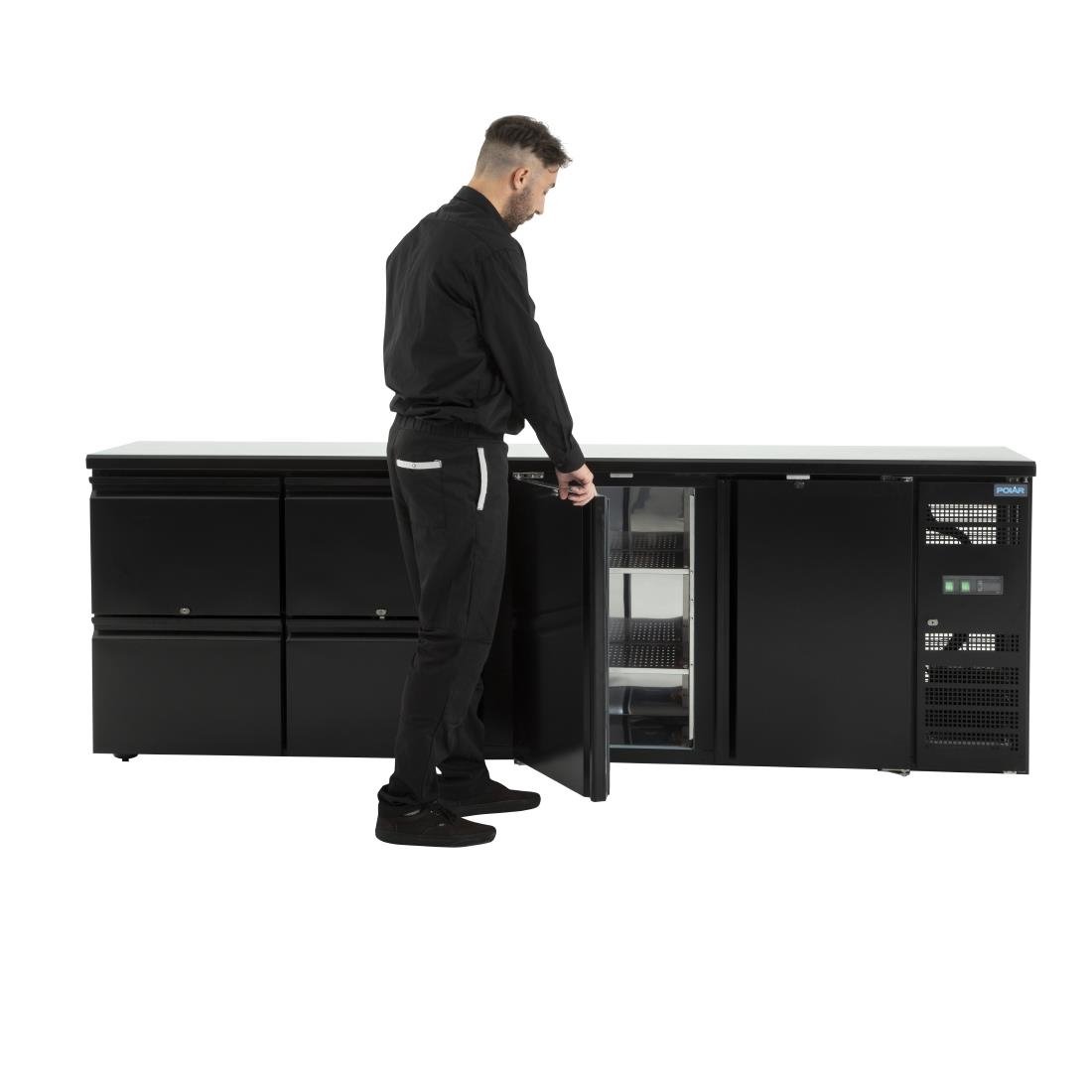 Polar u-serie dubbele deur back bar toonbank koelkast met laden