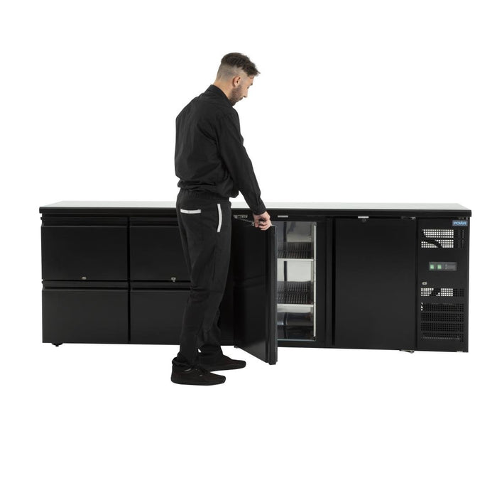 Polar u-serie dubbele deur back bar toonbank koelkast met laden