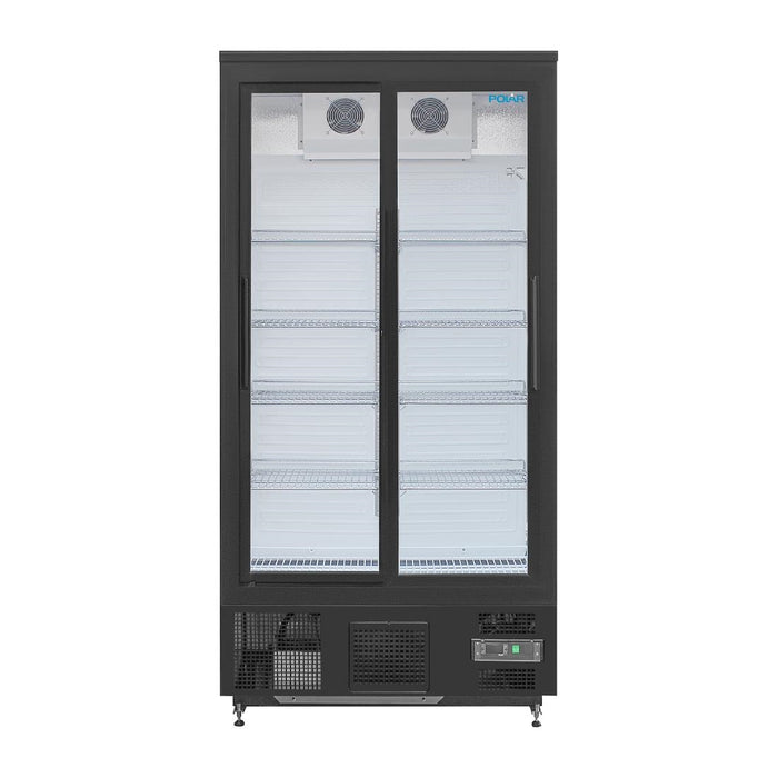 Polar G-serie staande barkoeling/display koeling met schuifdeuren 490L zwart