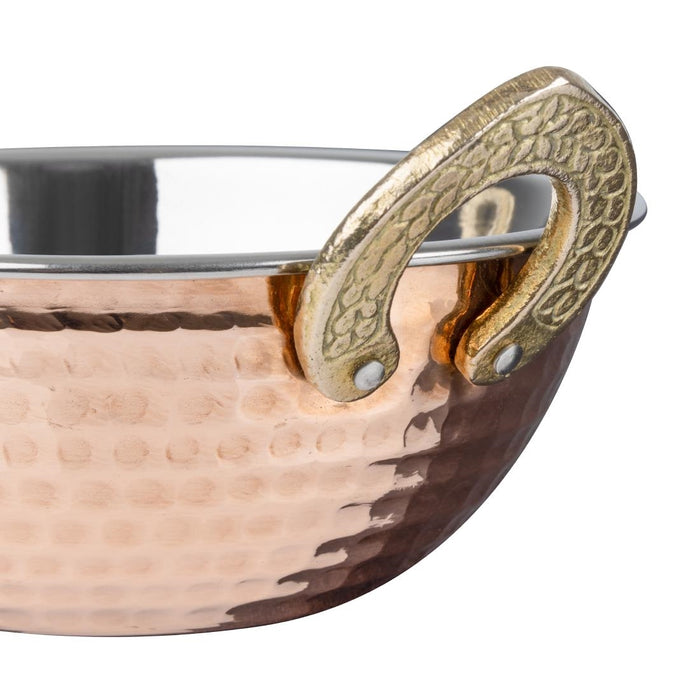 Olympia Koperen Kadai Schotel Roestvrij Staal Messing Handvatten 400ml