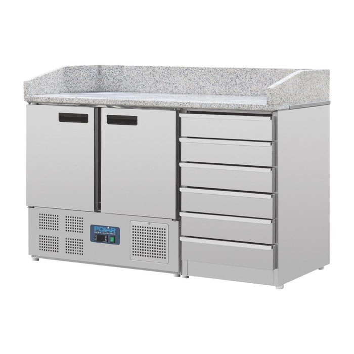 Polar g-serie dubbeldeurs pizzatoog met granieten blad en deeglades
