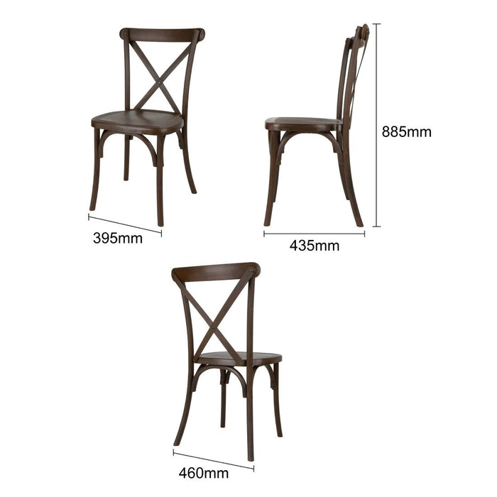 Bolero Manhattan Cross-Back Harsstoelen Donker Hout Effect (Set Van 4)