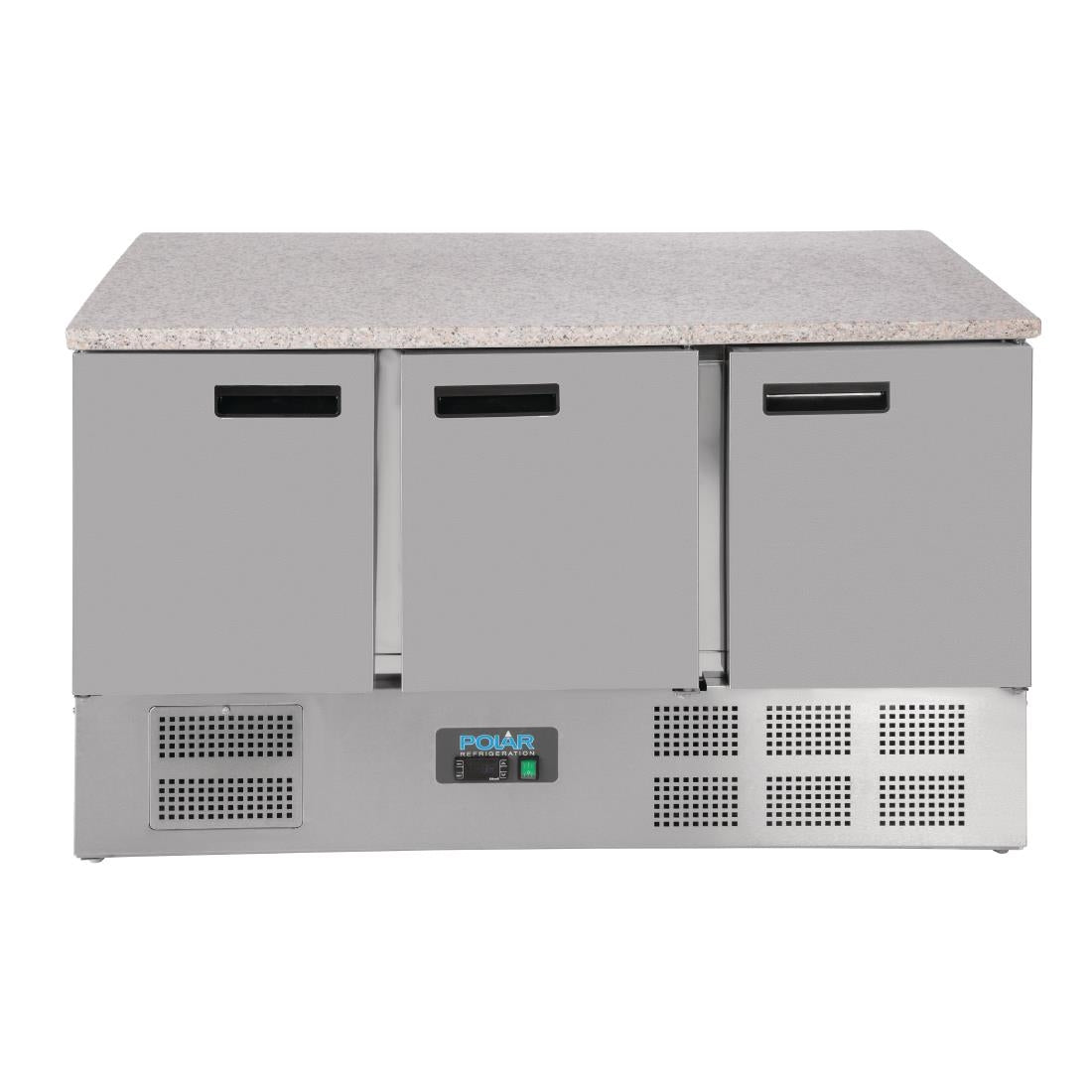 Polar G-serie 3-deurs koelwerkbank met marmeren werkblad 368L