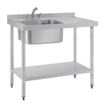 Vogue RVS spoeltafel enkele spoelbak afdruiprek rechts 100x60cm