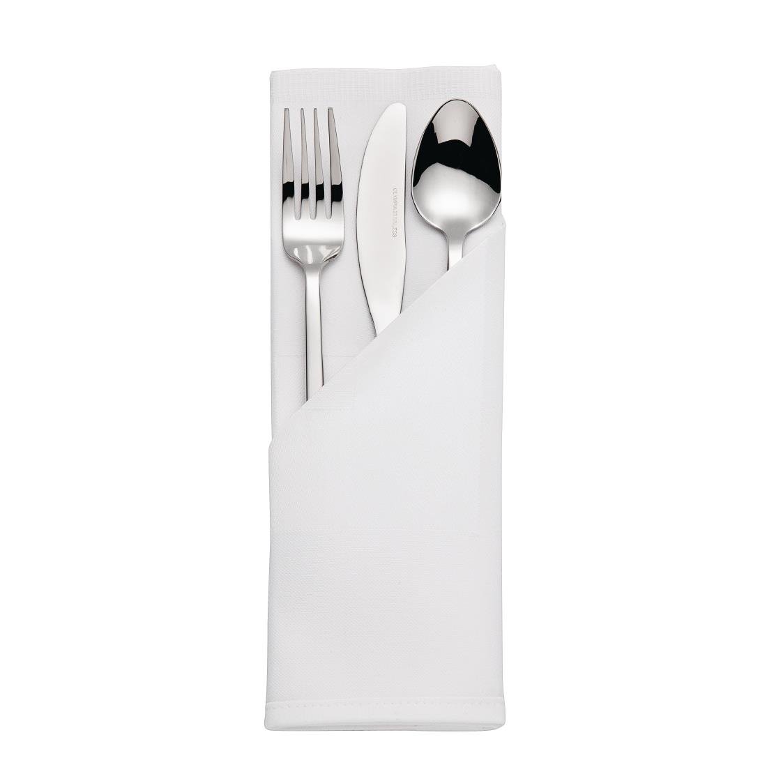 Mitre luxe satijnen band servetten katoen wit (pak van 10)
