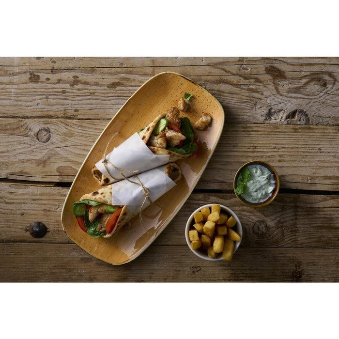 Churchill Stonecast Tangerine Chefs' Oblong No. 4 Mokken (Pak Van 6)