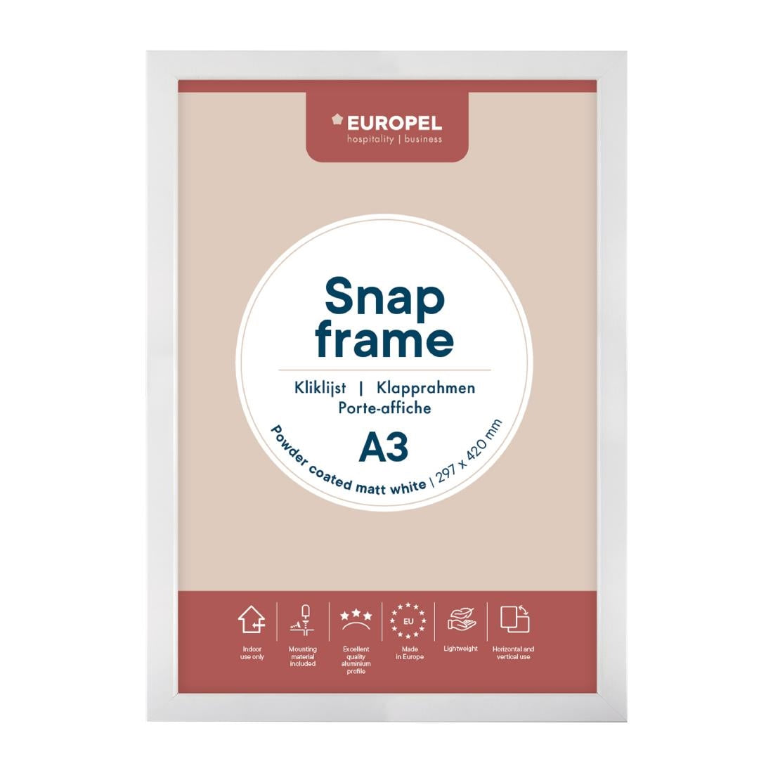 Europel Snap Frame A3 25mm Mat Wit