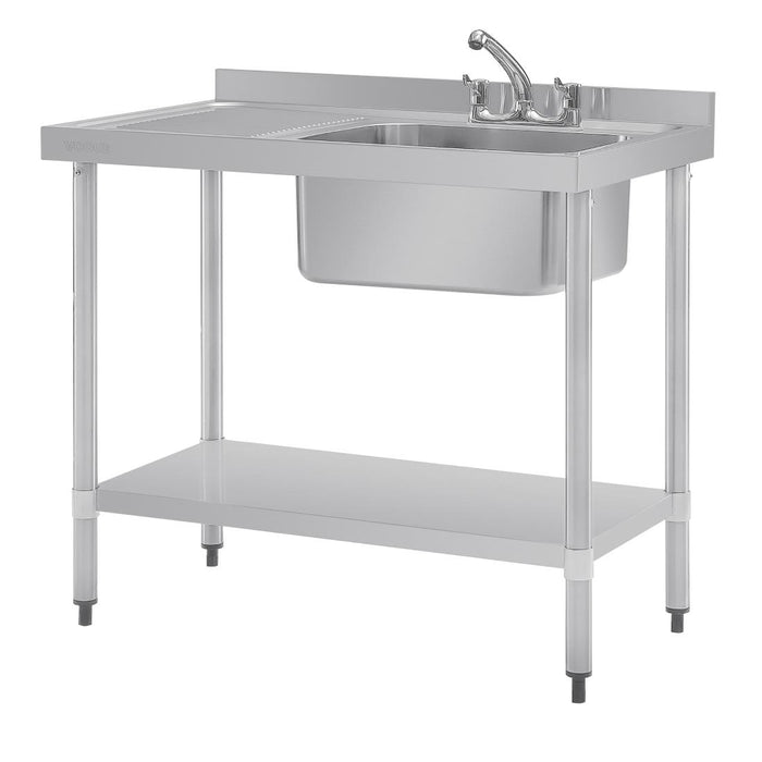 Vogue RVS spoeltafel enkele spoelbak afdruiprek links 100x60cm