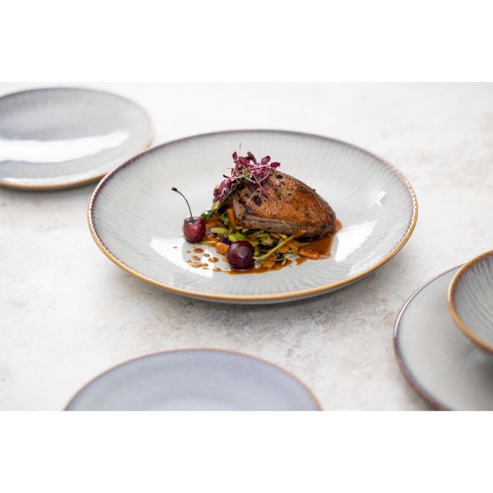 Olympia Drift Grey Coupe Low Bowls Met Reliëf, 260 mm (Pak Van 4)