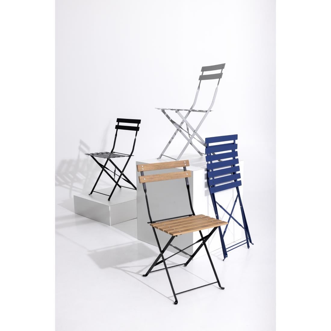 Bolero Perth Pavement Style Klapstoelen Met Houteffect (Pak Van 2)