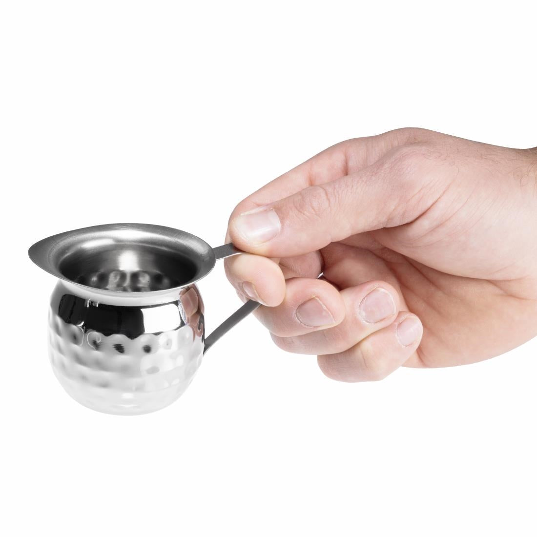 Olympia Mini Melkkannetje Roestvrij Staal Gehamerd 120ml (Verpakking Van 6)