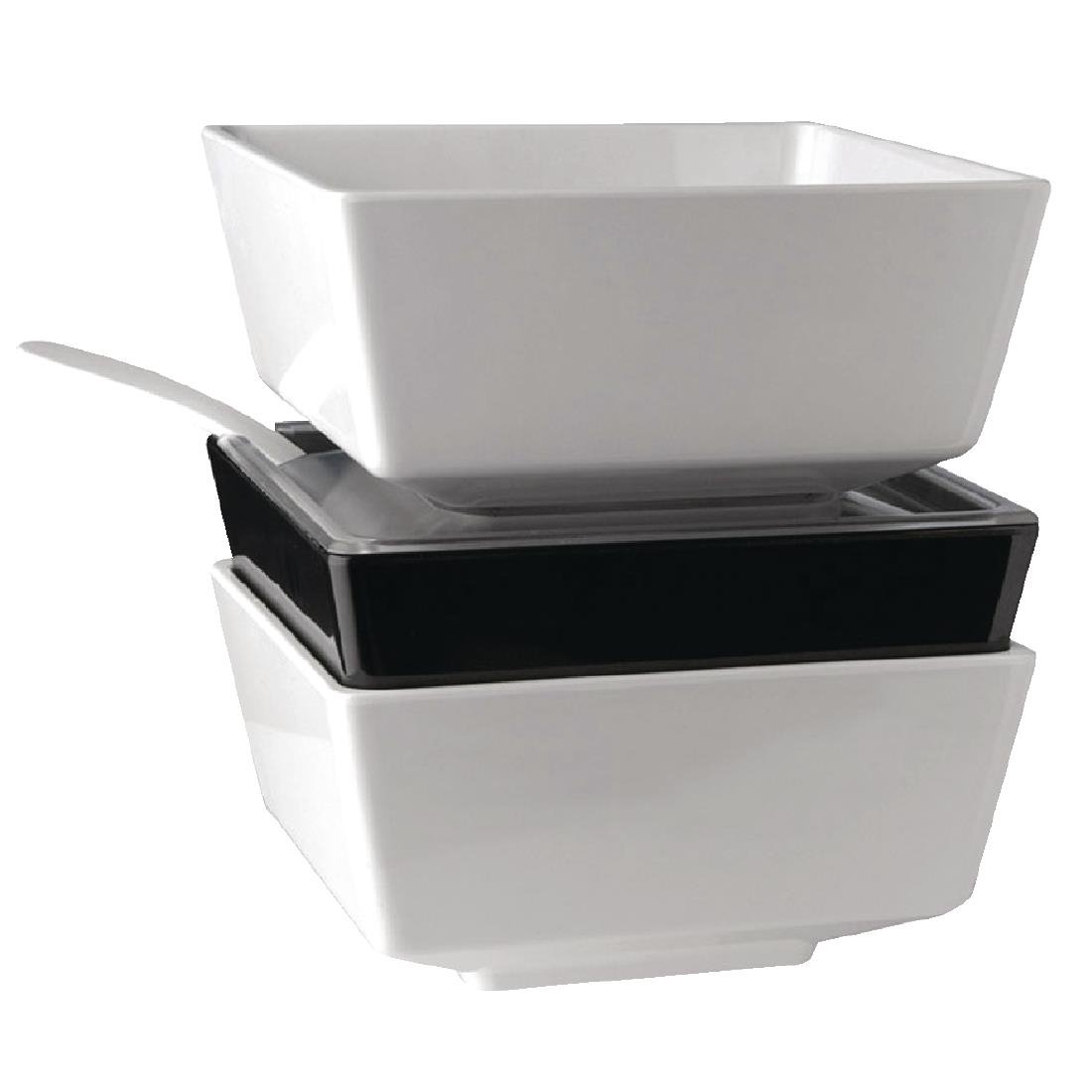 APS Float vierkante melamine kom wit 19x19cm