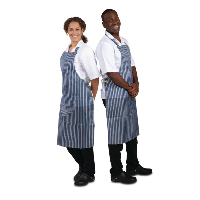 Whites waterdicht schort blauw-wit gestreept