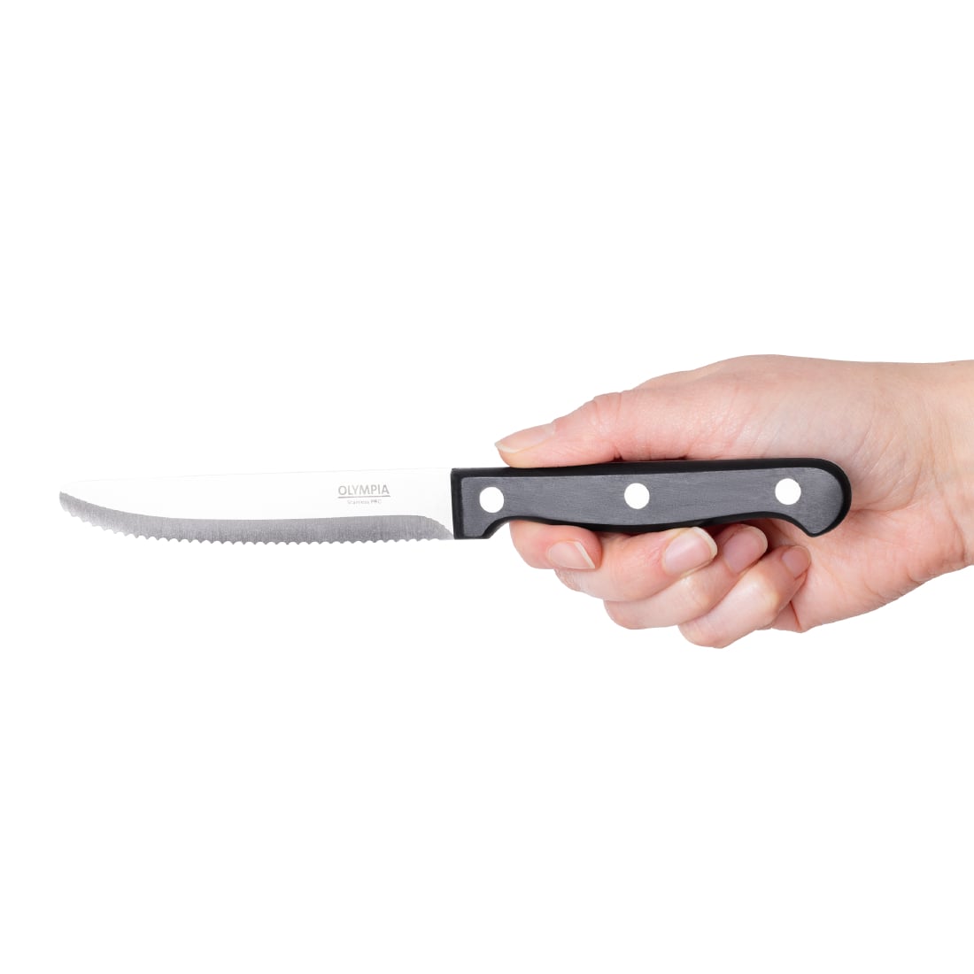 Olympia steakmessen met ronde punt zwart (12 stuks)