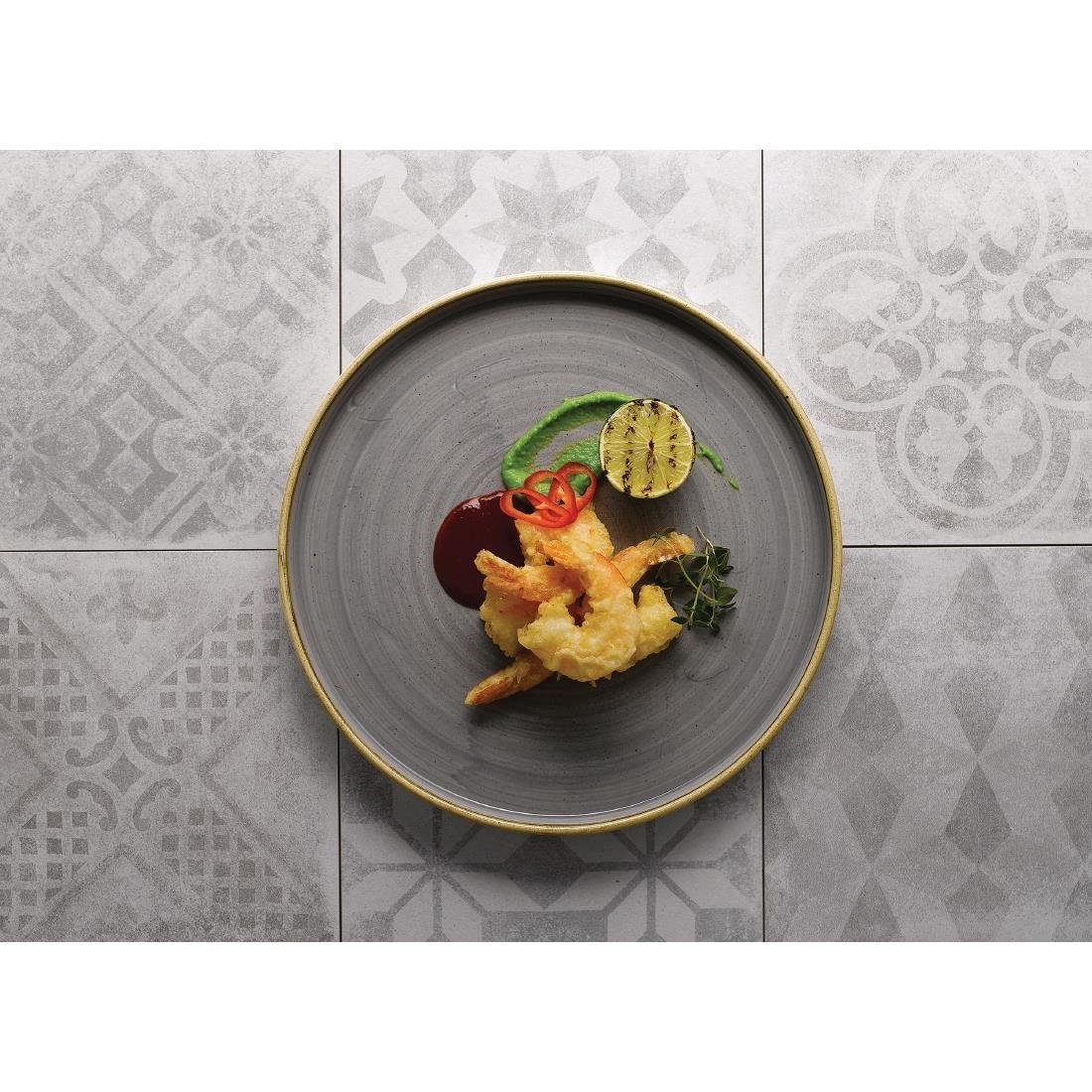 Churchill Stonecast Grey Bord Met Opstaande Rand 22cm (pak van 6)